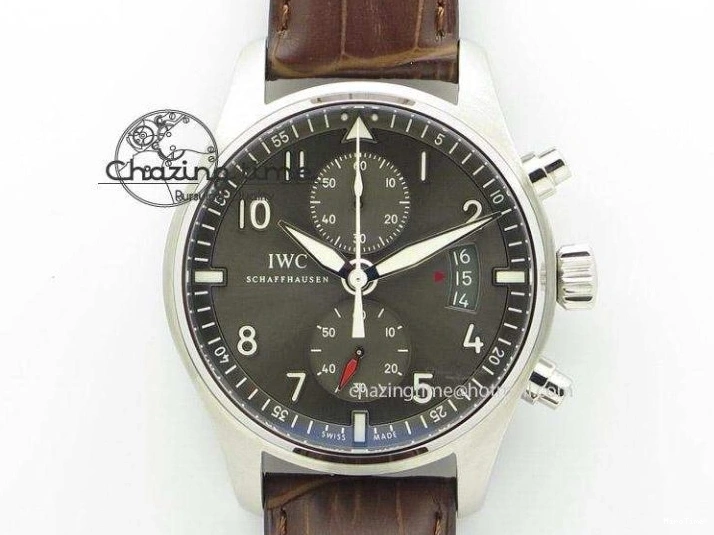 MIROTIME 0224 Original Pilot IW326803 SS MK 1:1 Best Edition Black Dial on Brown Leather Strap MIYOTA 7146